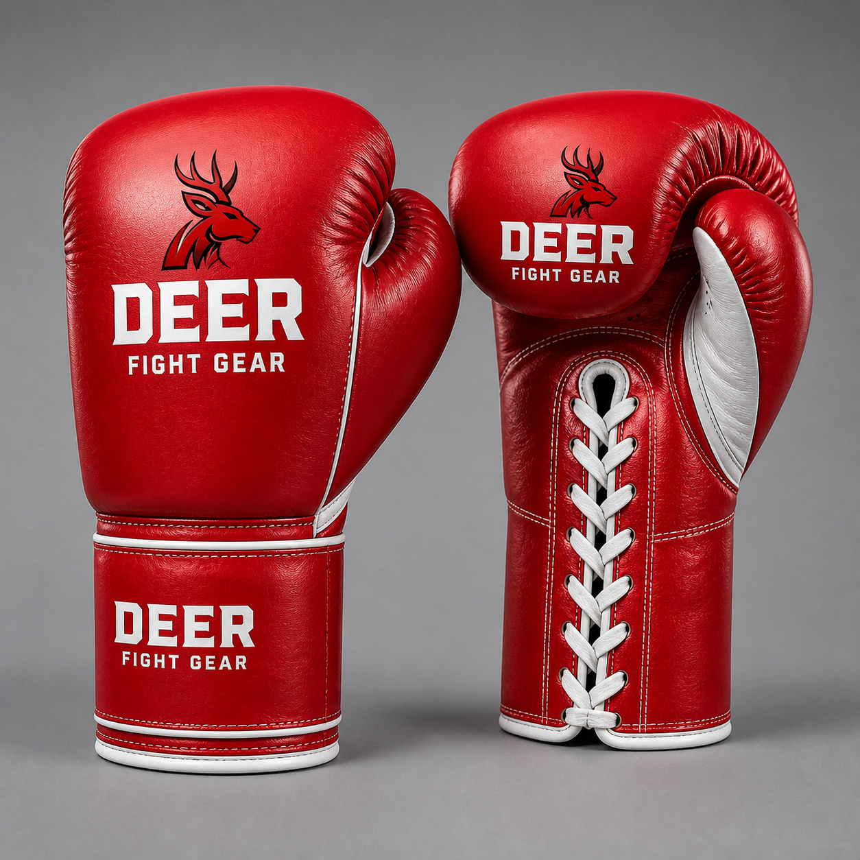 Competition Crimson White Lace-Up Gloves