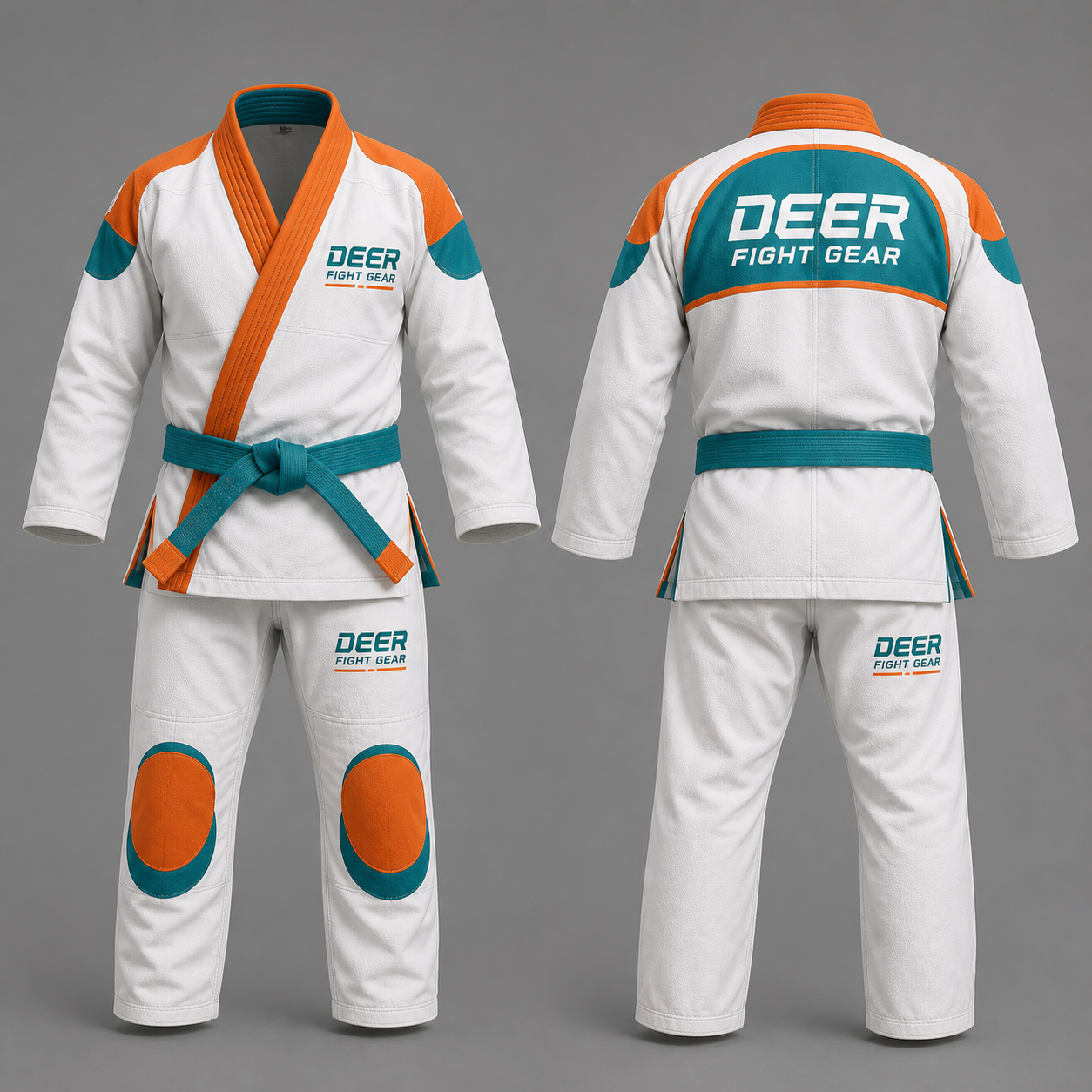Youth Orange Teal Color-Block Judo Gi