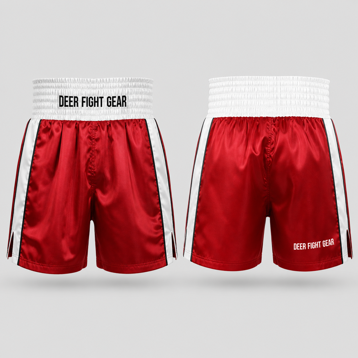 Crimson White Retro Boxing Trunks
