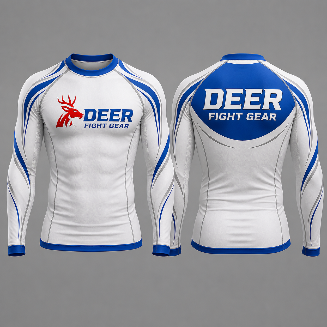 Competition White Cobalt Contour Long-Sleeve Rash Guard