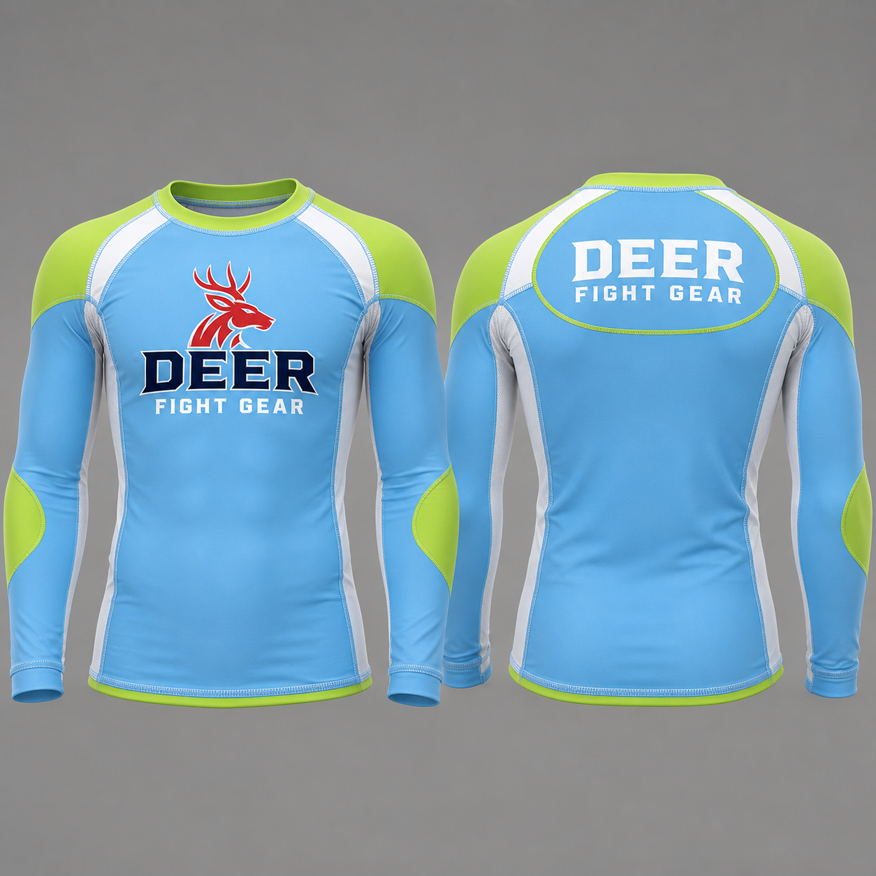 Kids Sky Blue Lime Club Long-Sleeve Rash Guard
