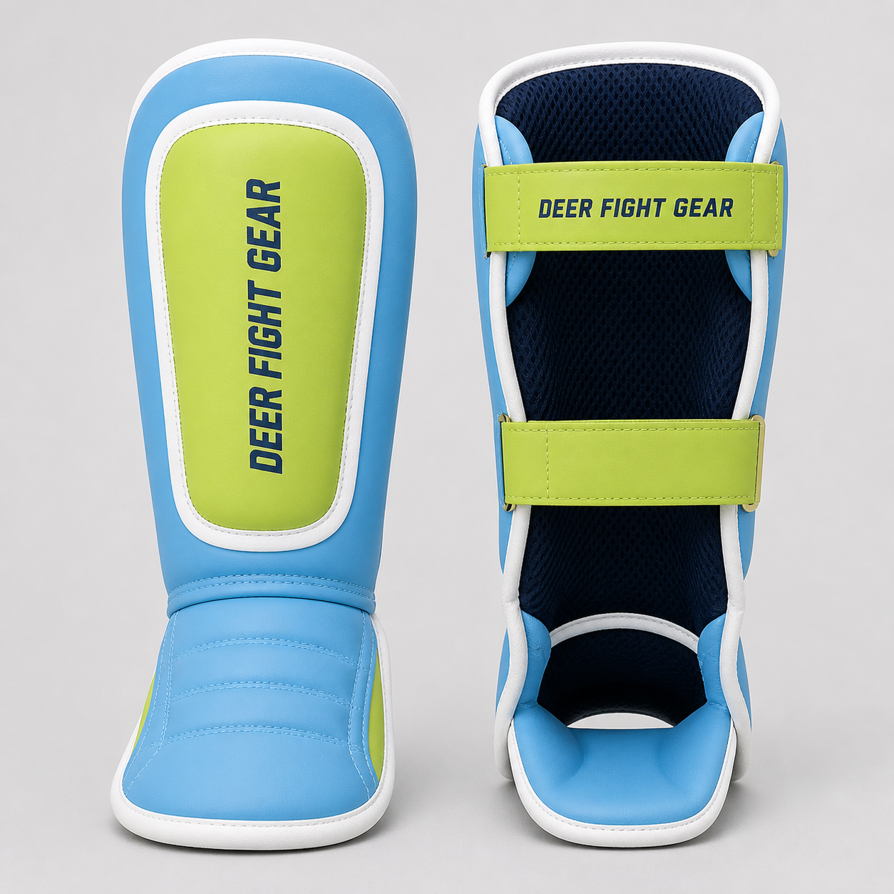 Kids Sky Blue Lime Club Shin Guards