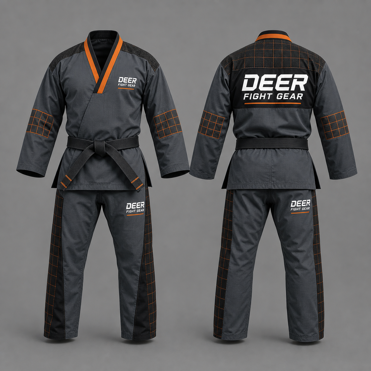 Charcoal Orange Grid Training Dobok