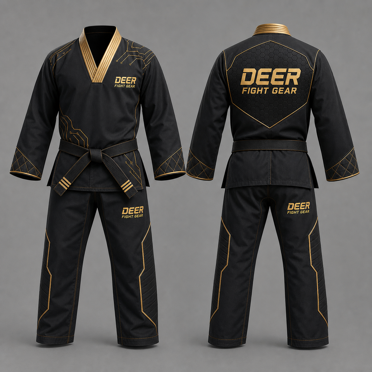 Elite Matte Black Gold Circuit Dobok