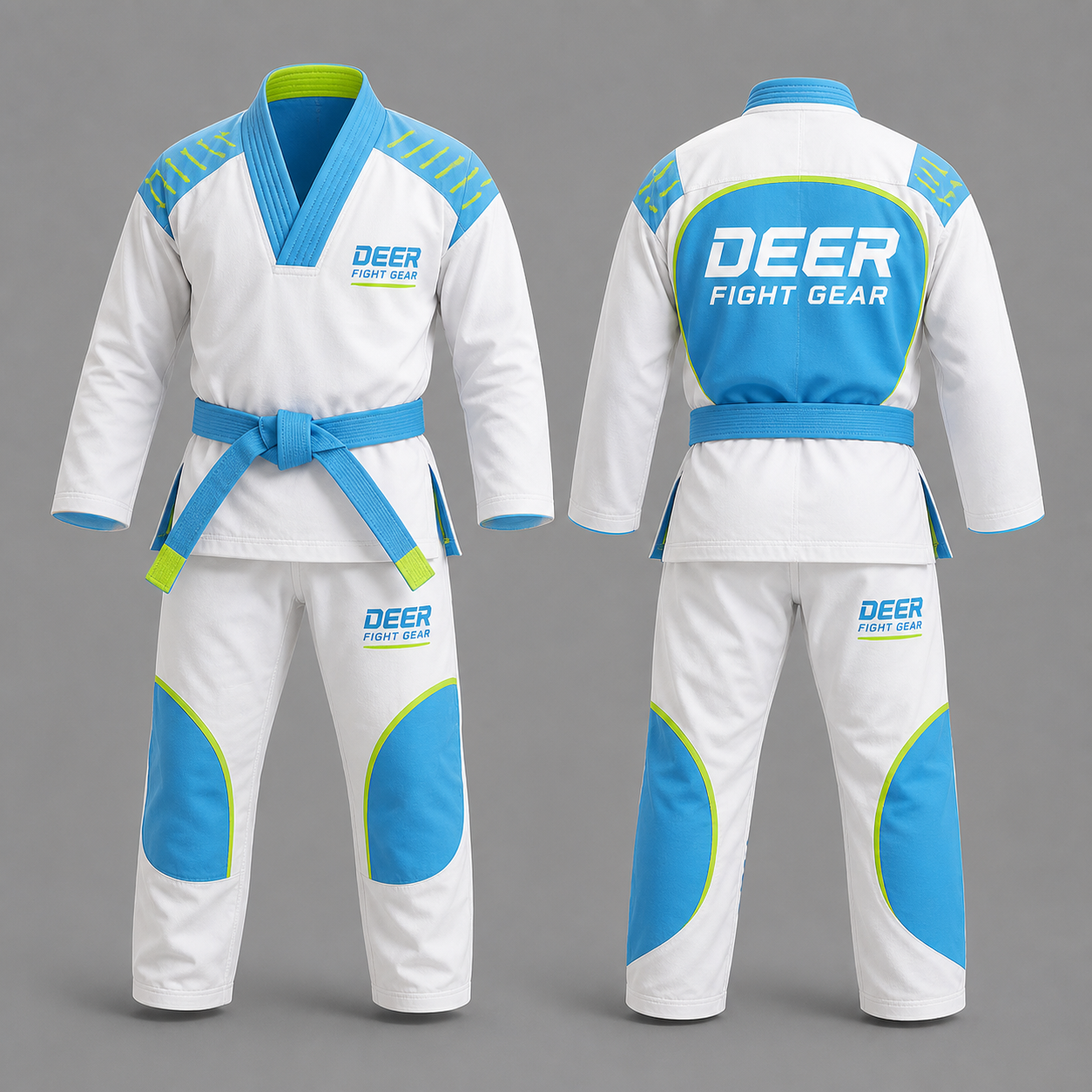 Kids Sky Blue Lime Burst Dobok