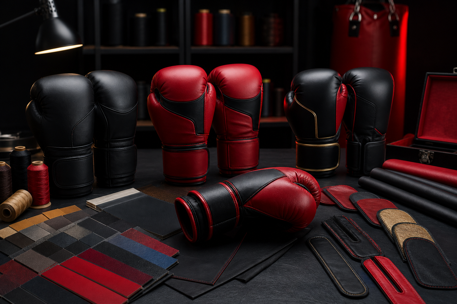 Custom fight gear with brand logo and colors