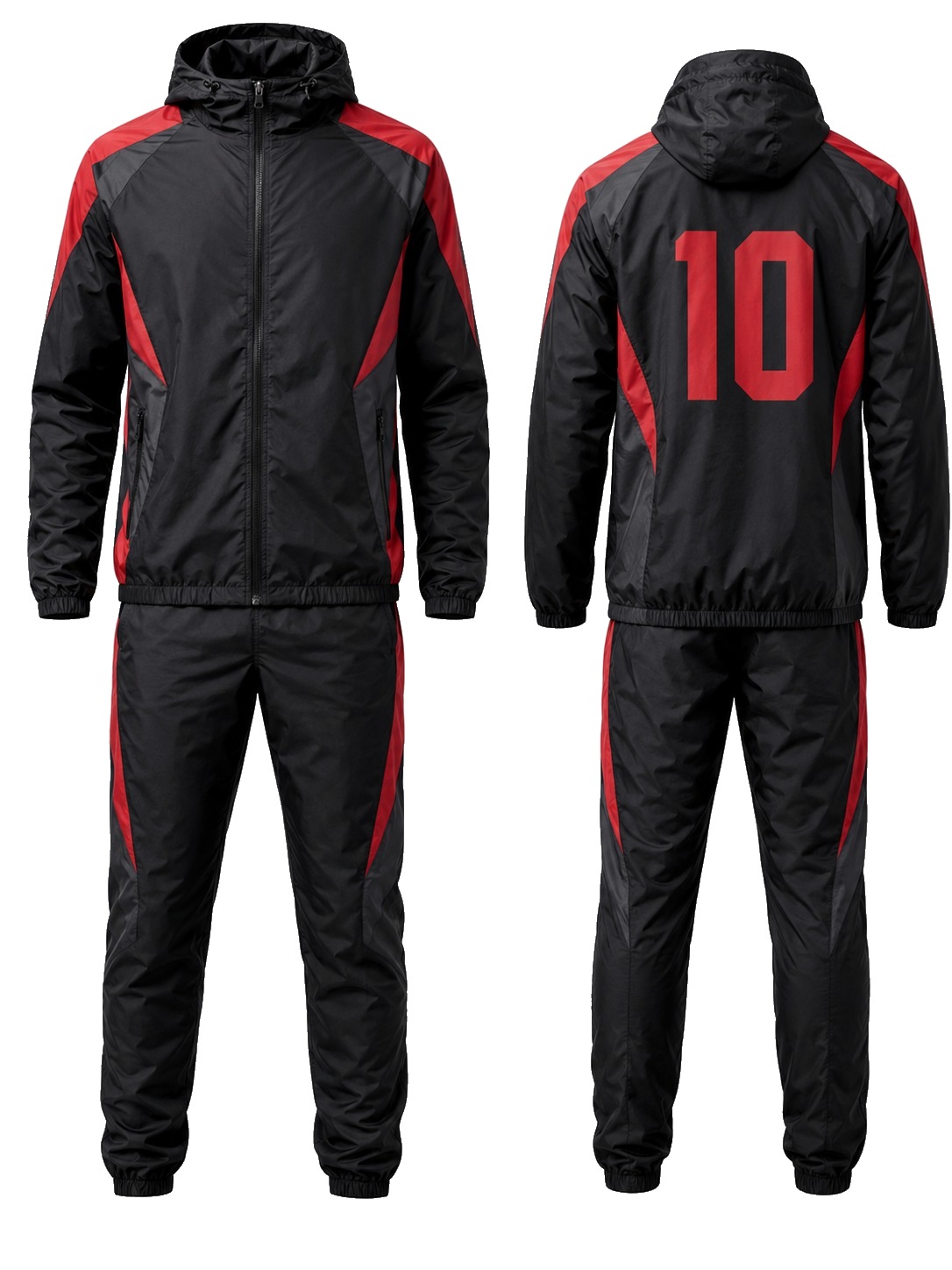 Custom Windbreaker Sets Black Red Windbreaker Set manufactured by Deer Fight Gear