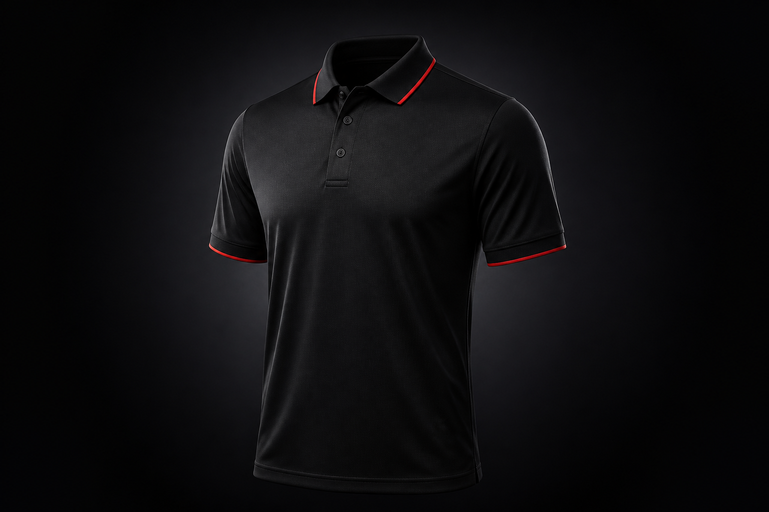 Black performance sports polo