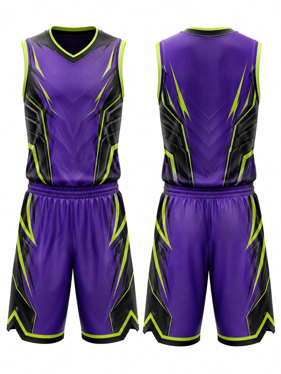 Custom Basketball Purple Neon Basketball Uniform manufactured by Deer Fight Gear