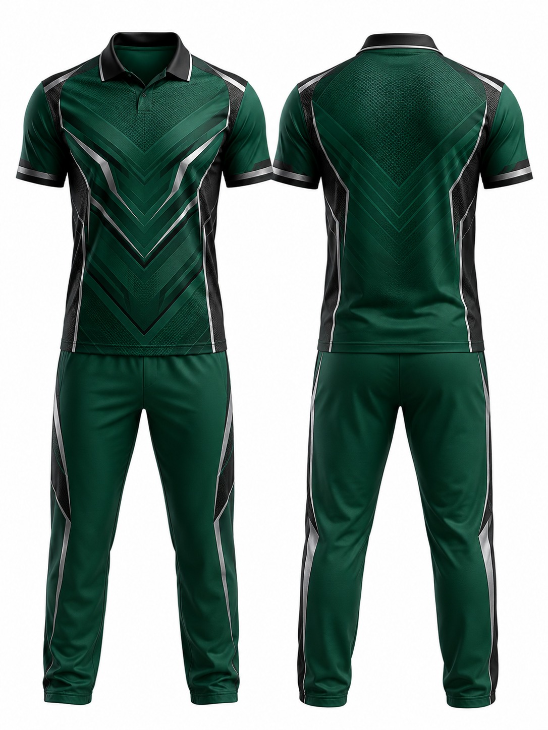 Custom Cricket Emerald Green Sports Kit manufactured by Deer Fight Gear