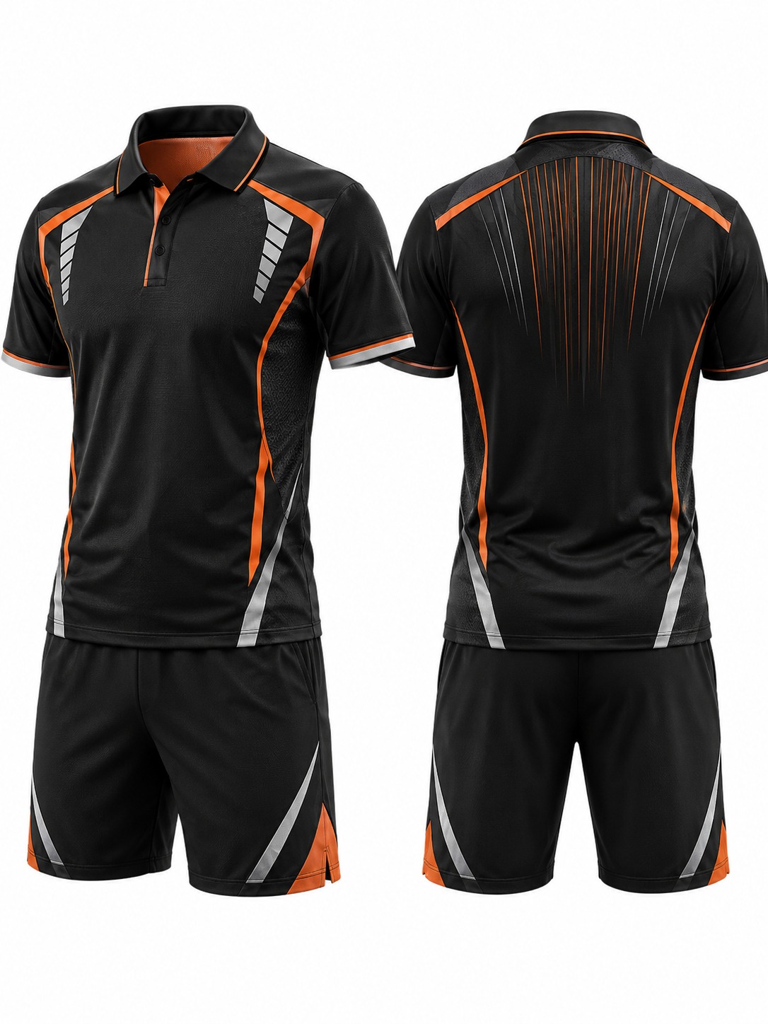 Custom Tennis Black Orange Athletic Polo manufactured by Deer Fight Gear